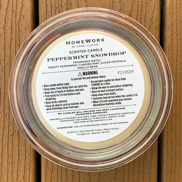 🆕HARRY SLATKIN HOMEWORX “PEPPERMINT SNOWDROP” 18oz CANDLE 4-WICK NWT!!! - Picture 4 of 5